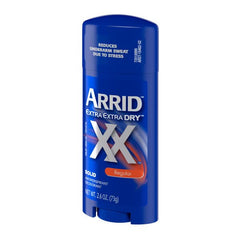 Texture veloutée du bâton Arrid XX Extra Extra Dry, sensation de fraîcheur.