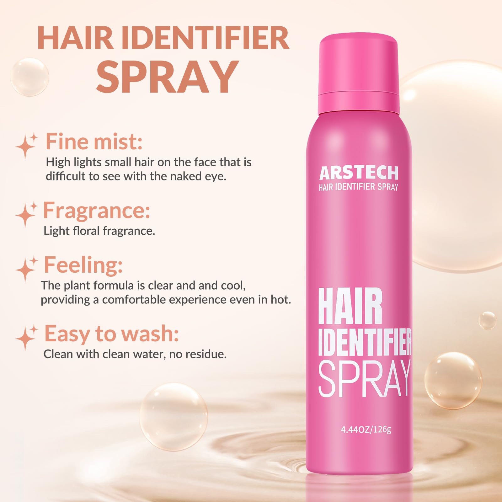 Arstech emballage-rose-metal : flacon élégant qui parfume légèrement et rafraîchit la peau.
