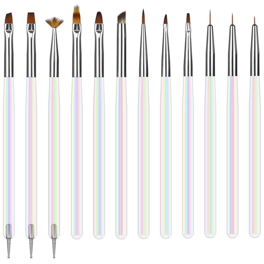 Artdone ensemble de 12 pinceaux pour ongles, motifs nets et précis.