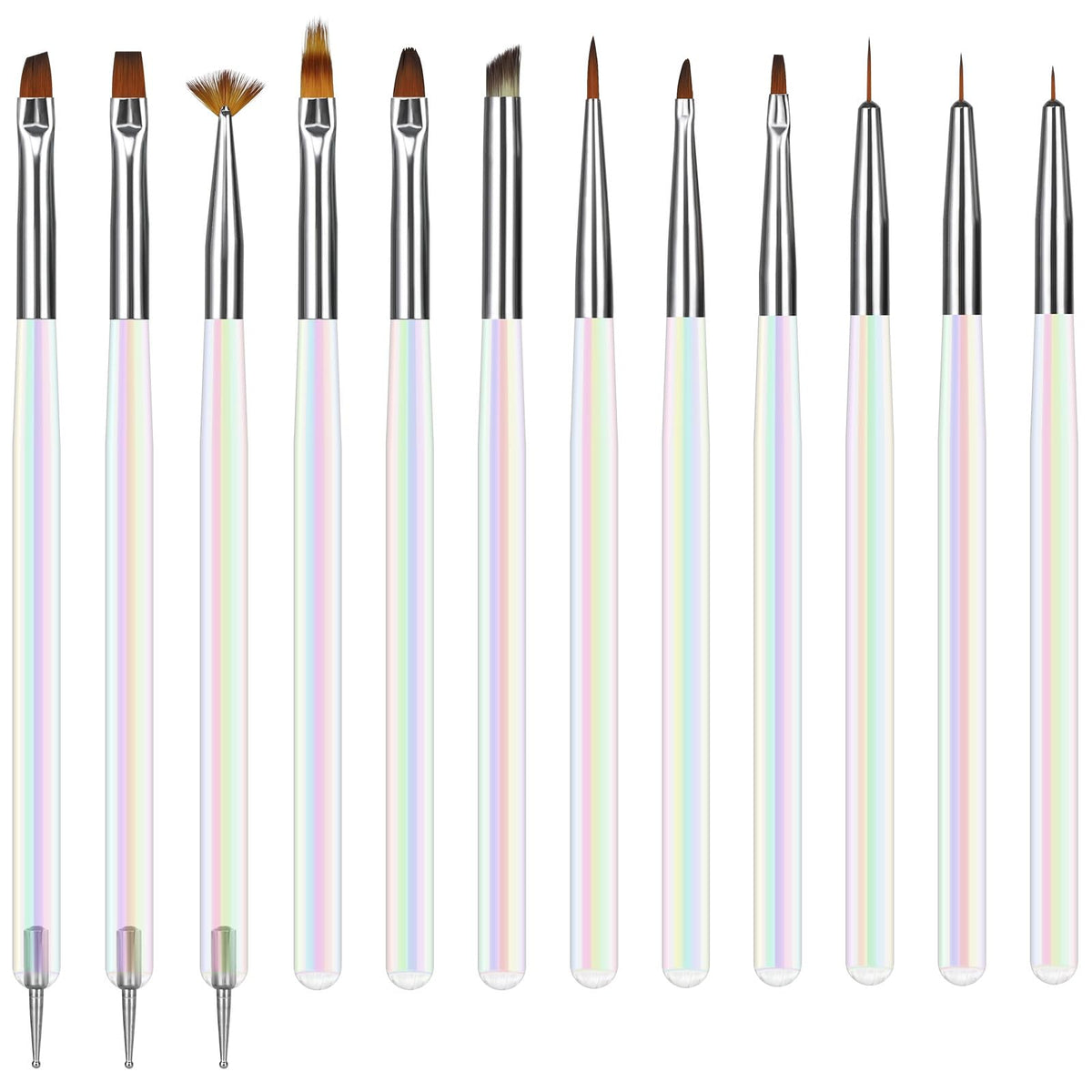 Artdone ensemble de 12 pinceaux pour ongles, motifs nets et précis.