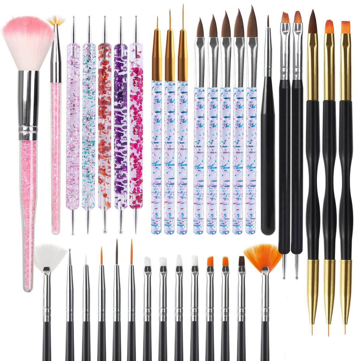 Artdone ensemble-outils-ongles-35-pcs: kit complet pour créations précises à domicile.