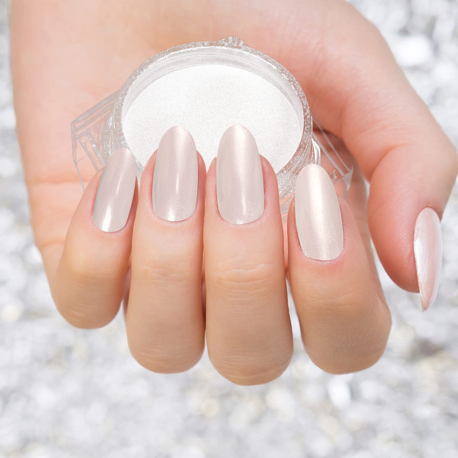 Artdone poudre chrome sur gel UV, rendu miroir durable.