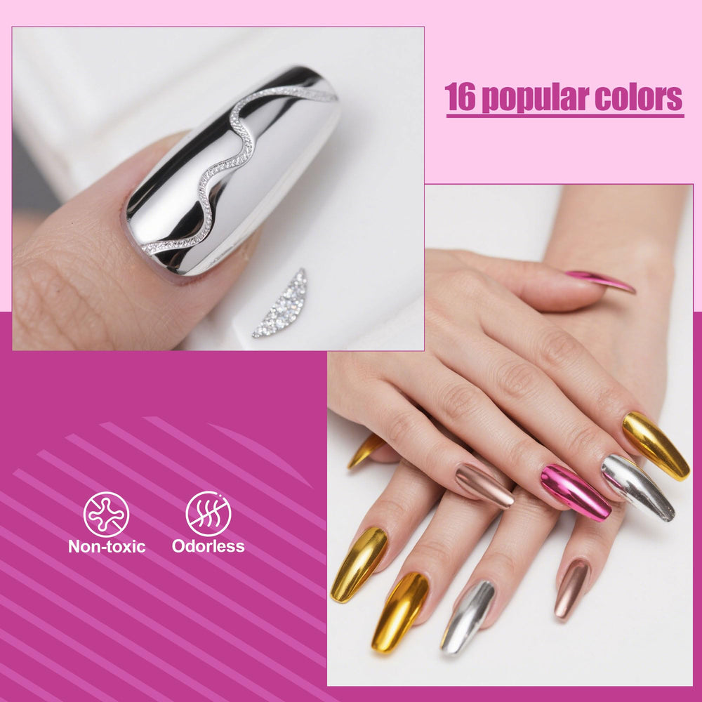Artdone Poudre Chrome Holographique Aurora – reflets arc-en-ciel subtils.