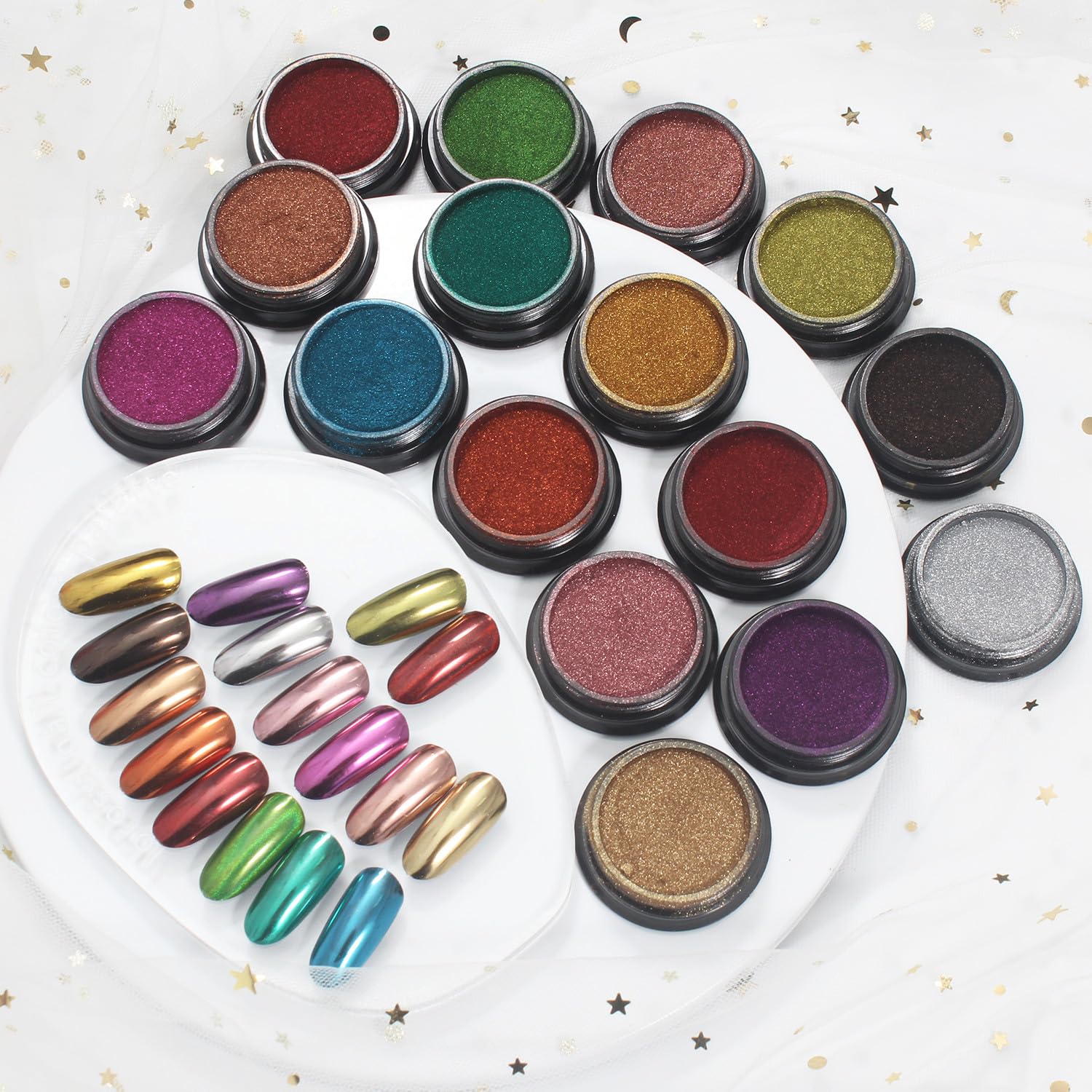 Artdone poudre chrome perle rouge: accent intense pour nail art distinctif.
