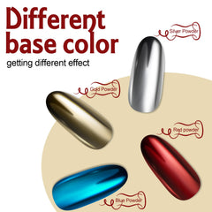 Artdone poudre chrome sur base gel, résultat miroir sur nail art.