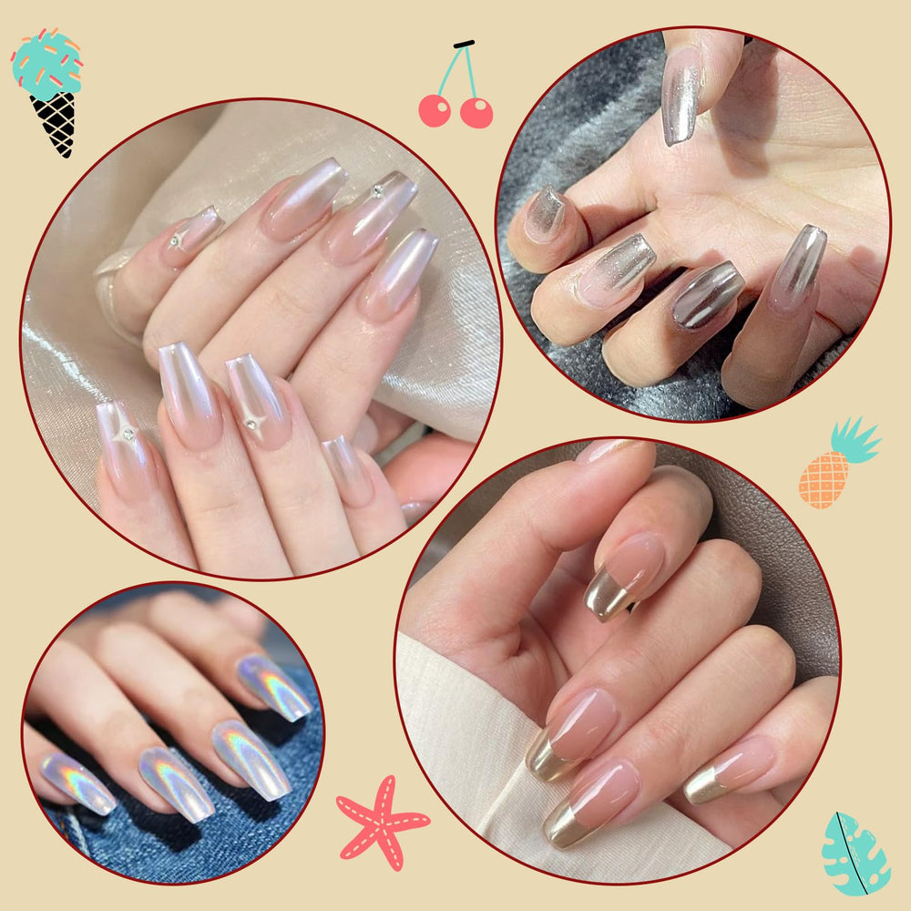Artdone poudre holographique, effet arc-en-ciel sur ongles.