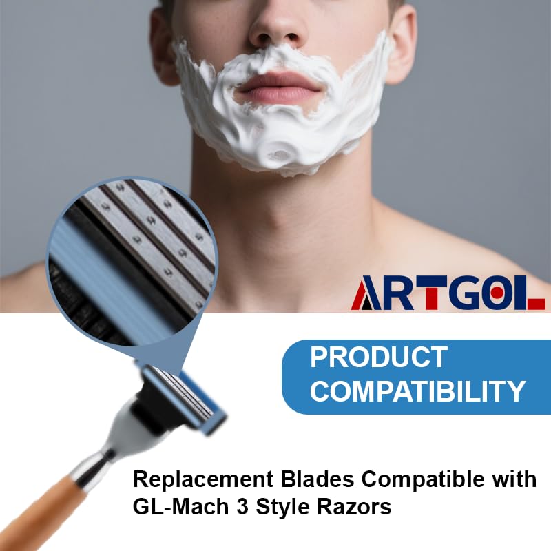 Lames compatibles GL-Mach 3 Style Artgol, faciles à installer.
