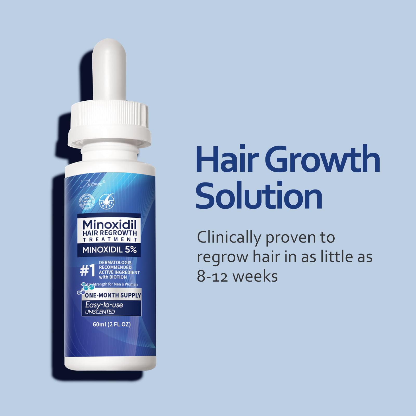 Artimore Minoxidil application matin et soir sans résidu collant.