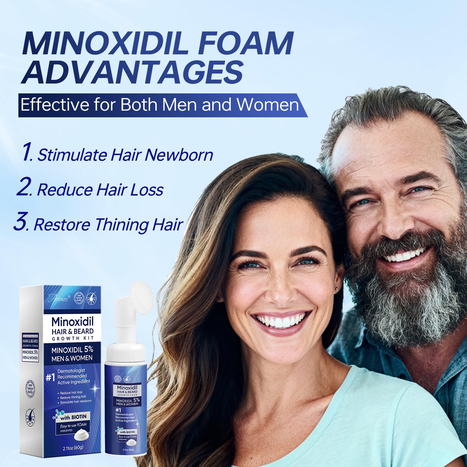 Couverture capillaire potentiellement plus dense après Artimore Minoxidil Mousse
