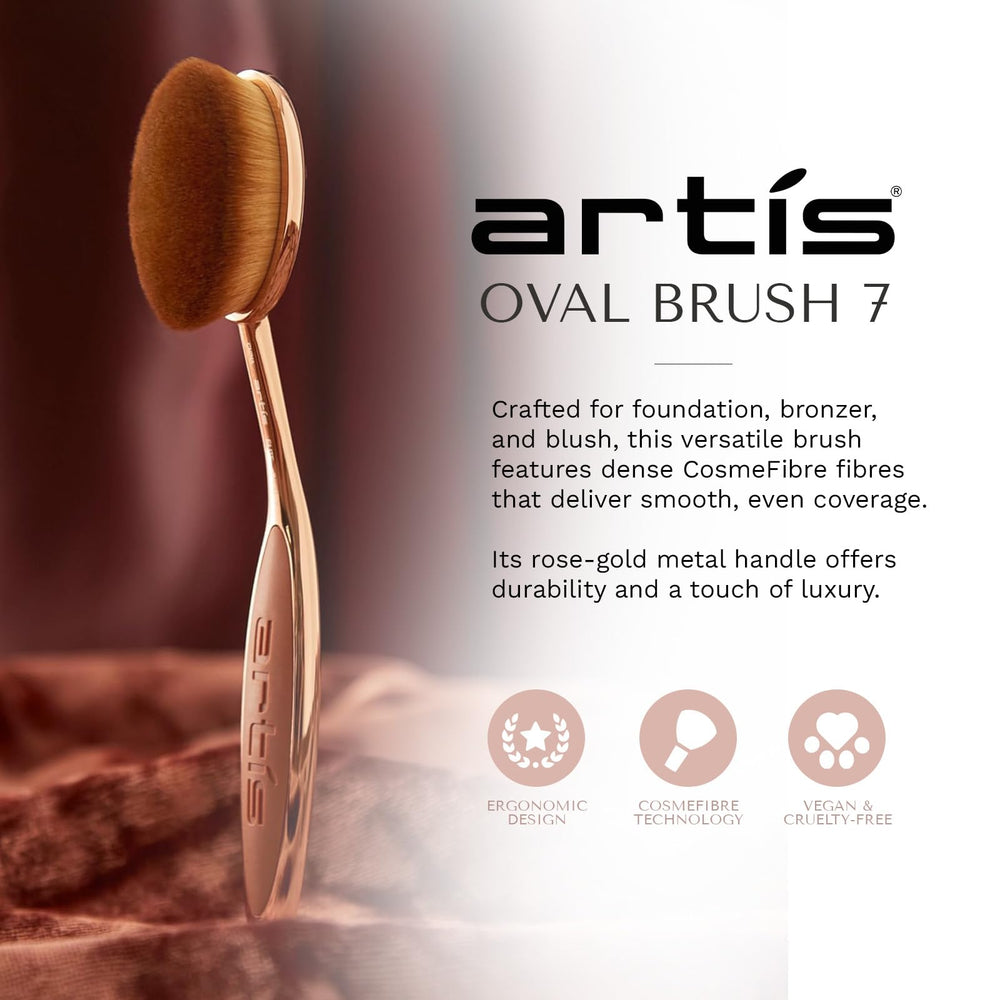 Artis Elite Oval 7, poils synthétiques denses, économie du produit et douceur.