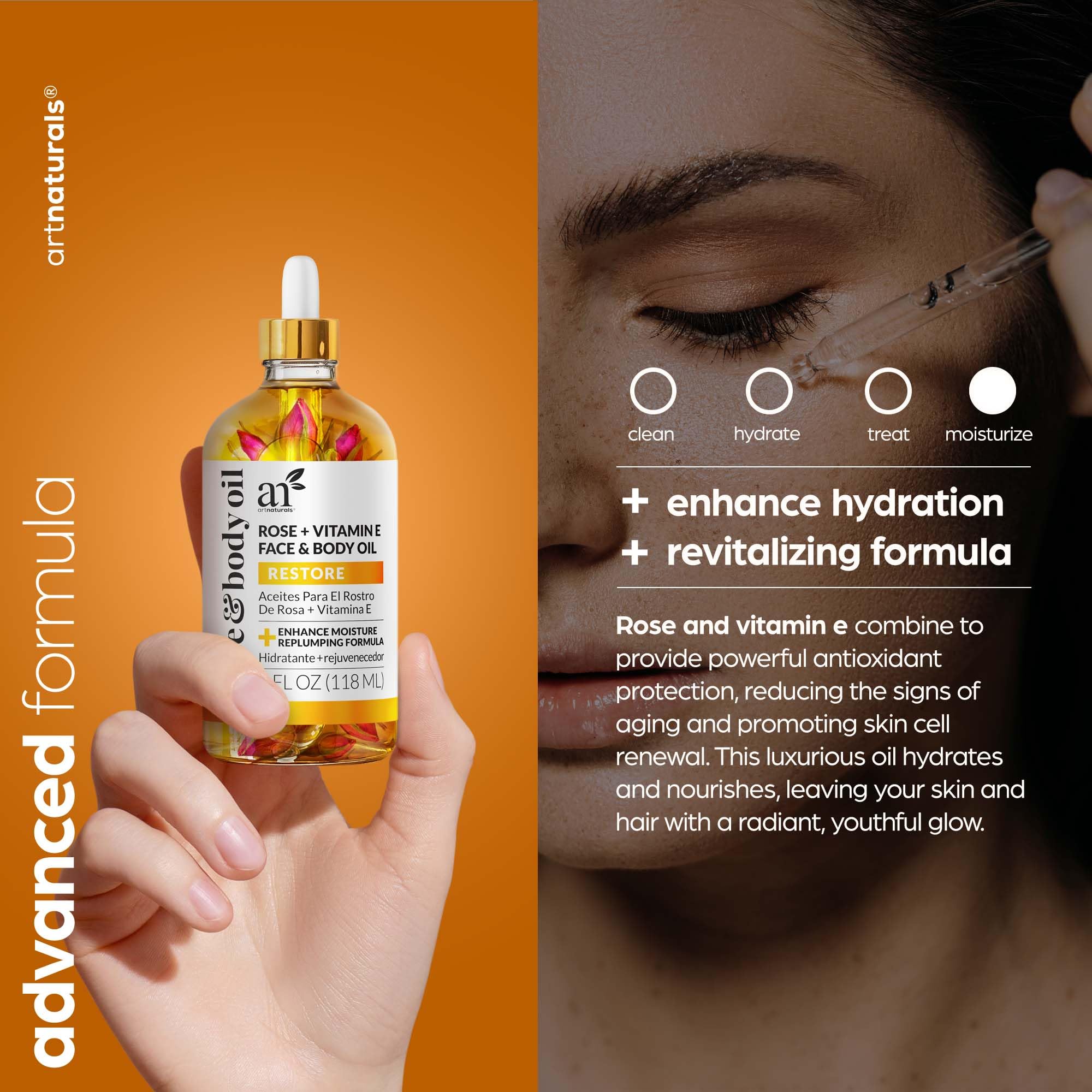 Artnaturals application huile-visage-corps-cheveux, douceur polyvalente.