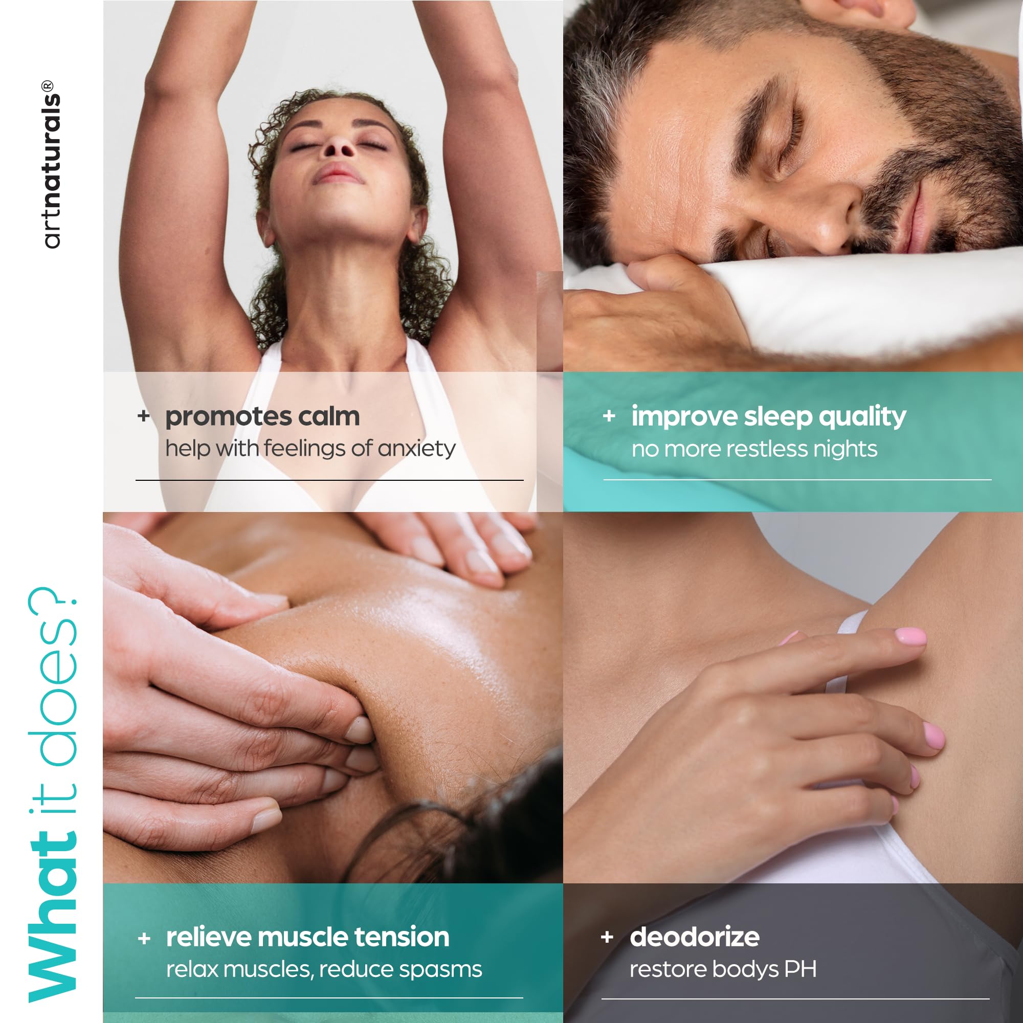 Exemple d’application sur peau démontrant l’utilisation du spray magnésium