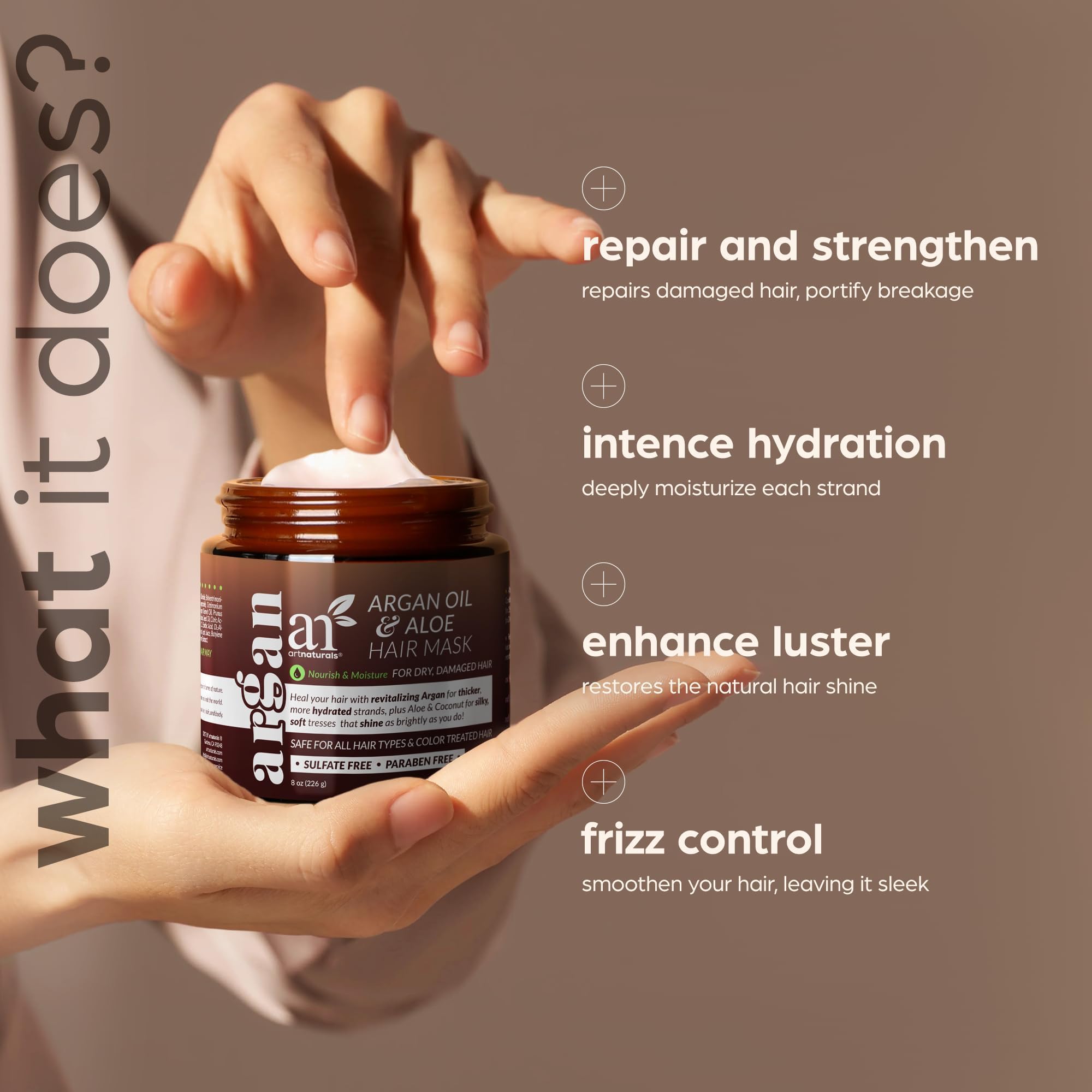 Artnaturals application masque cheveux: utilisation facile pour démêler.