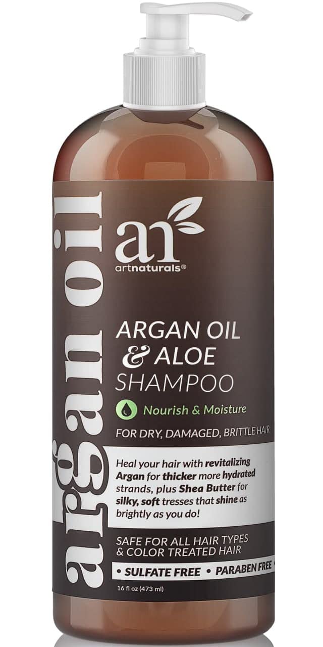 Artnaturals Shampoing à l’huile d’Argan : bouteille élégante et hydratation nourrissante.