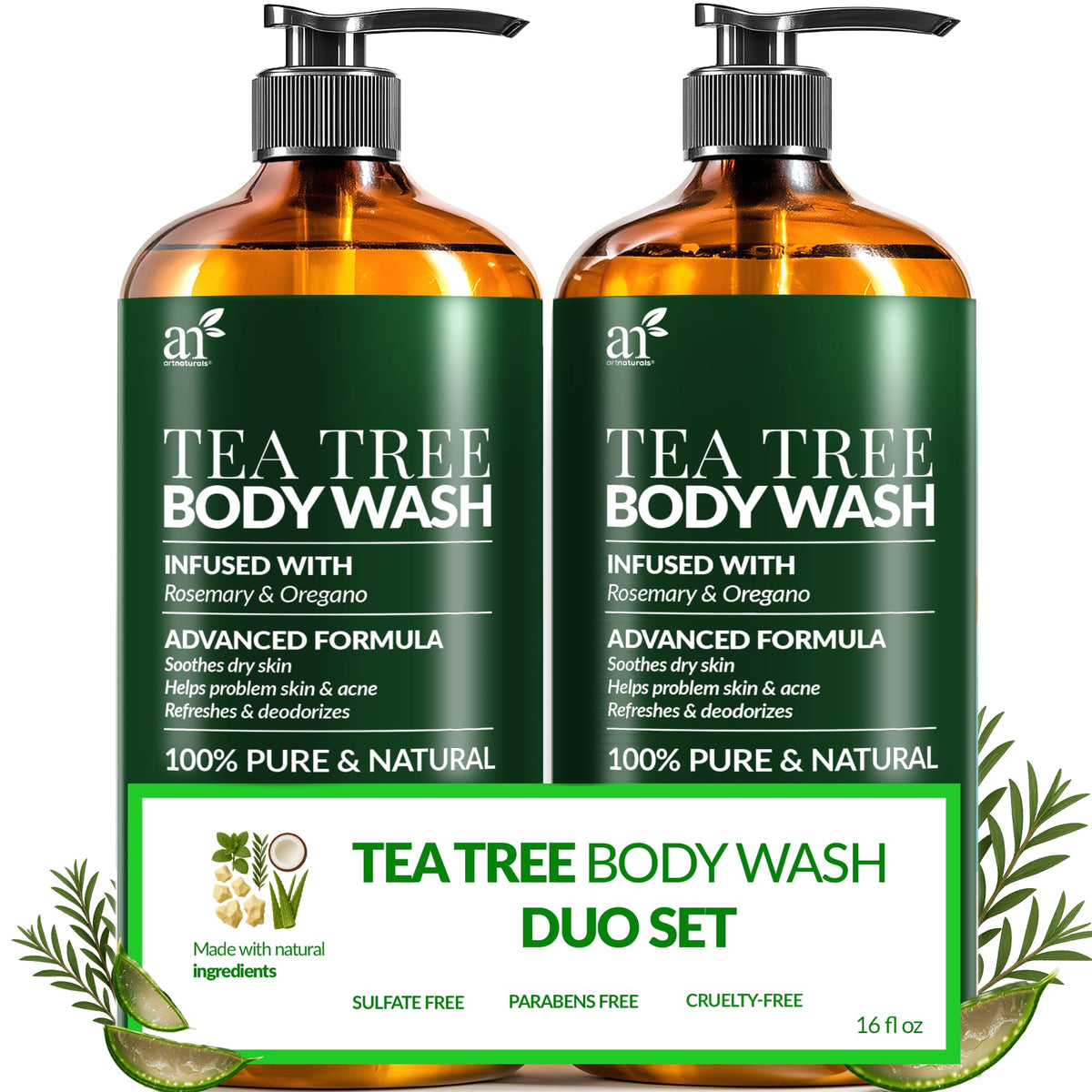 Artnaturals Bouteille-bain-arbre-a-the-pour: purification douce et fraîcheur au quotidien.