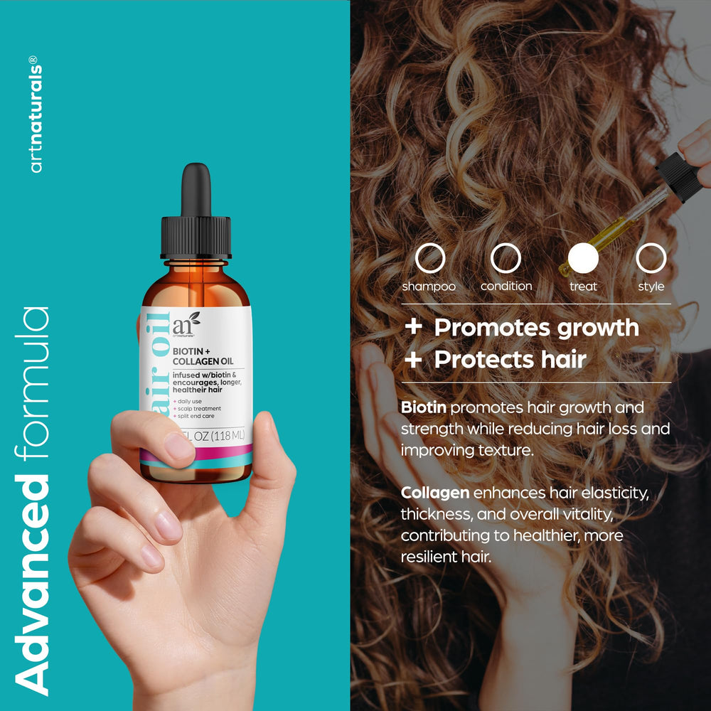 Artnaturals huile capillaire à la biotine et collagène – Application douce renforce les cheveux