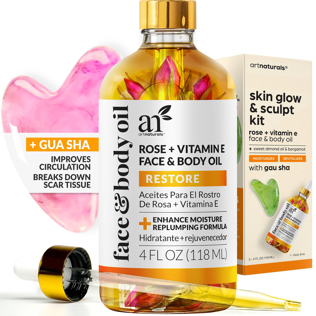 ArtNaturals huile vitamine E bio, bouteille 4oz, pour hydrater et lisser la peau.