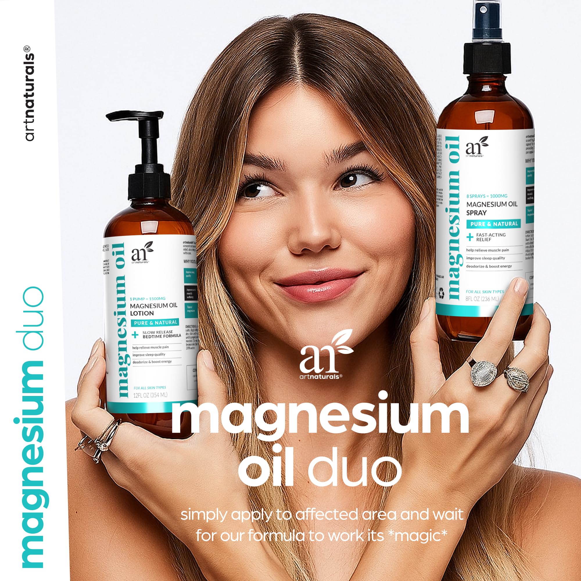 Lotion magnésium Artnaturals 8oz absorbée en douceur, hydratation nocturne