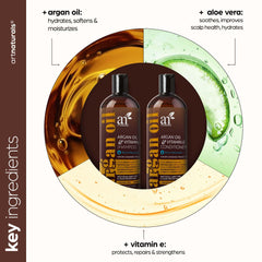 ArtNaturals mains appliquant le Shampoing Argan Marocain, démarrage doux.