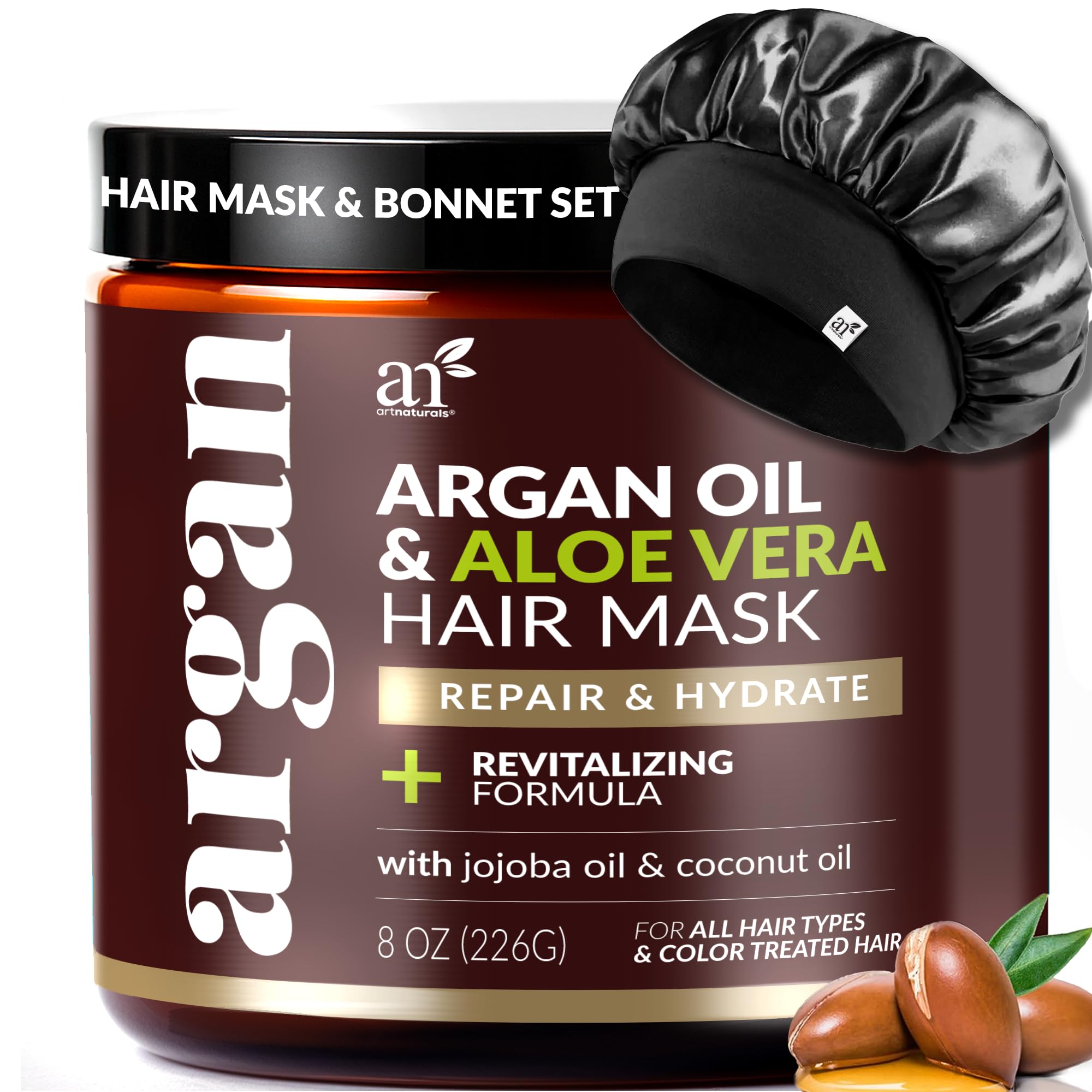 Masque cheveux Artnaturals à l’argan et jojoba pour hydrater et réparer.