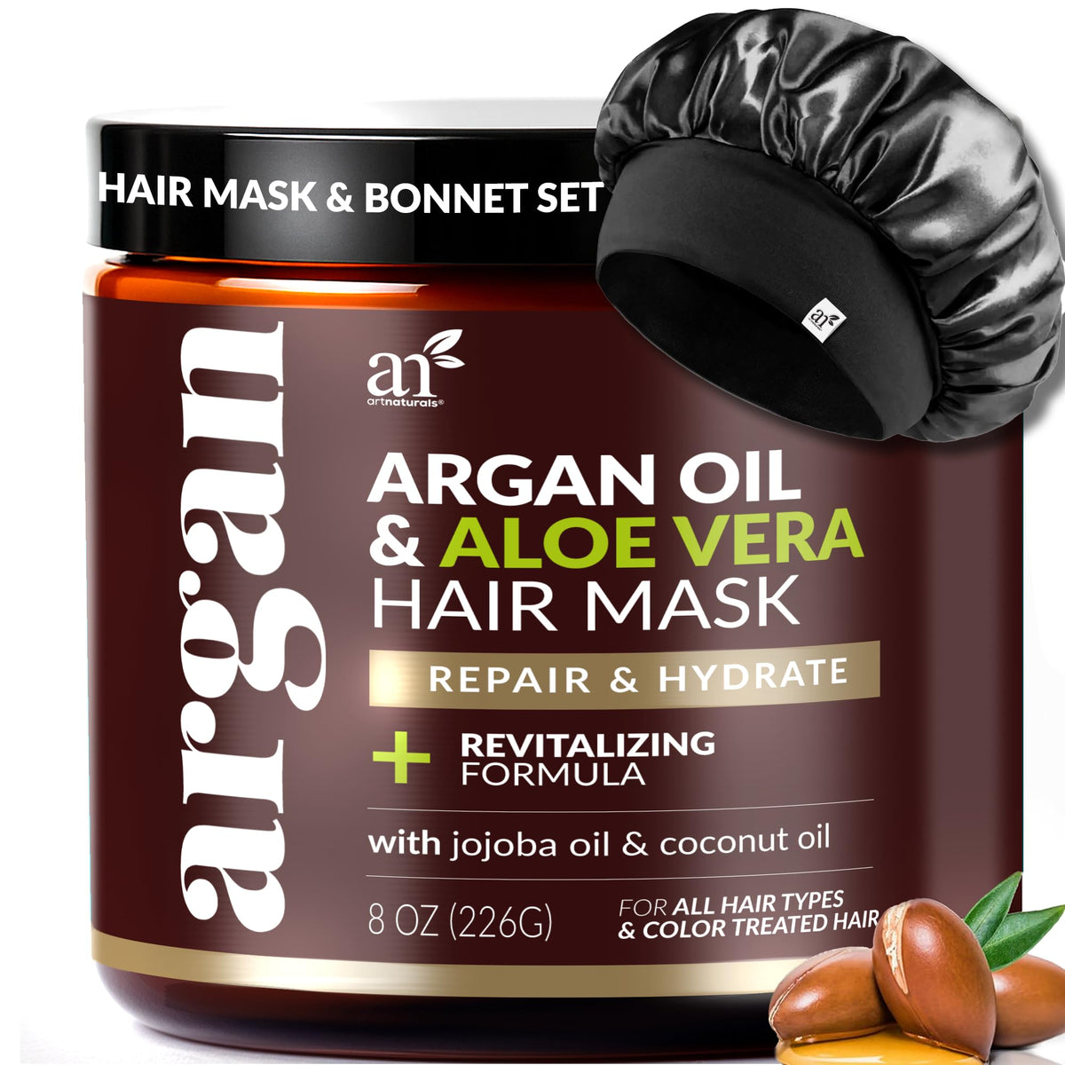 Masque cheveux Artnaturals à l’argan et jojoba pour hydrater et réparer.