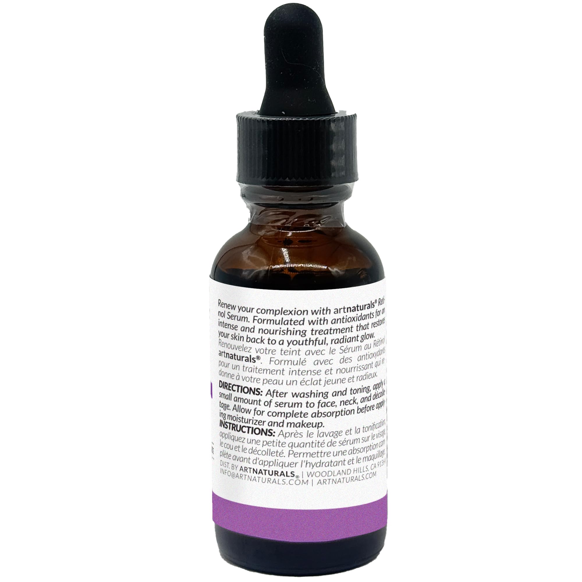 Artnaturals sérum retinol hyaluronique – texture veloutée et peau repulpée.