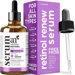 Artnaturals sérum retinol visage – flacon élégant pour peau lumineuse.