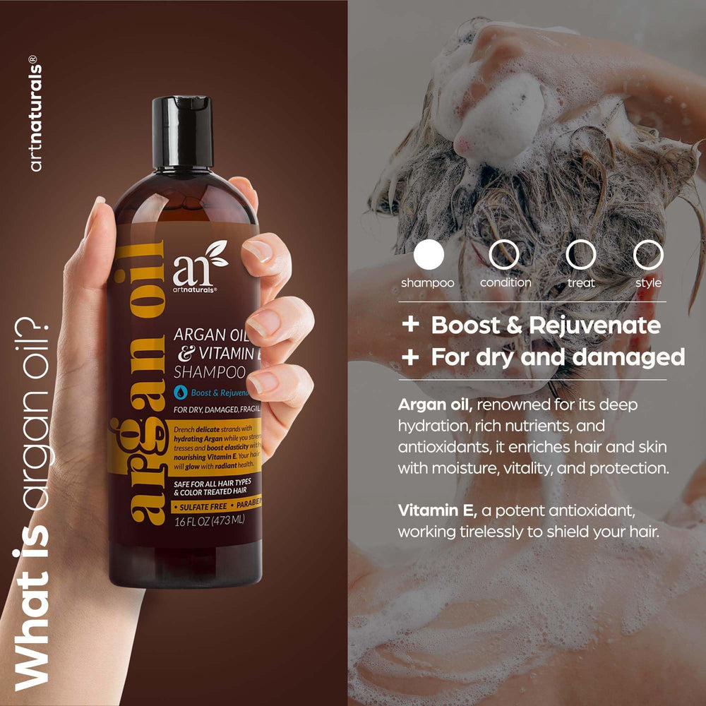 Étiquette du Shampoing Artnaturals – ingrédients botaniques mis en avant.