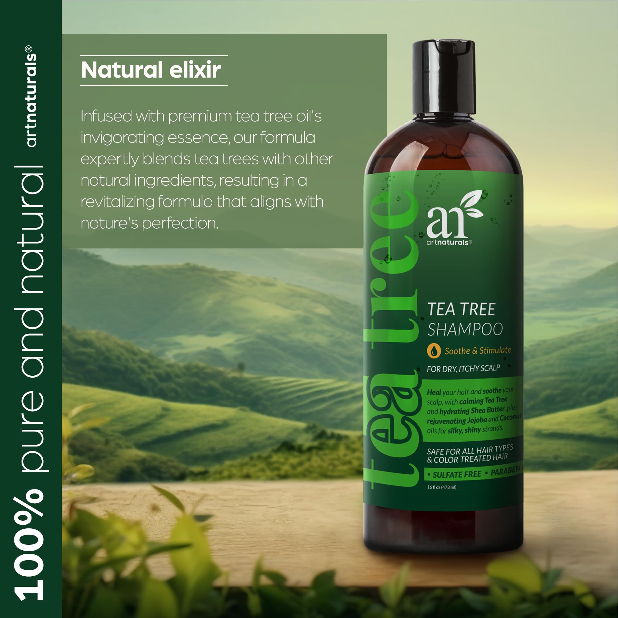 Artnaturals Shampoing arbre à thé – utilisation quotidienne pour cheveux propres.