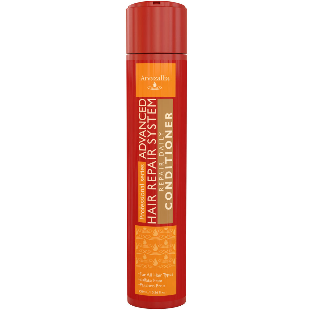 Conditionneur Arvazallia: bouteille frontale, répare et adoucit les cheveux quotidiennement.