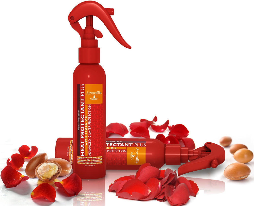 Arvazallia Heat Protectant Spray, application rapide: démêlage facile et brillance naturelle.