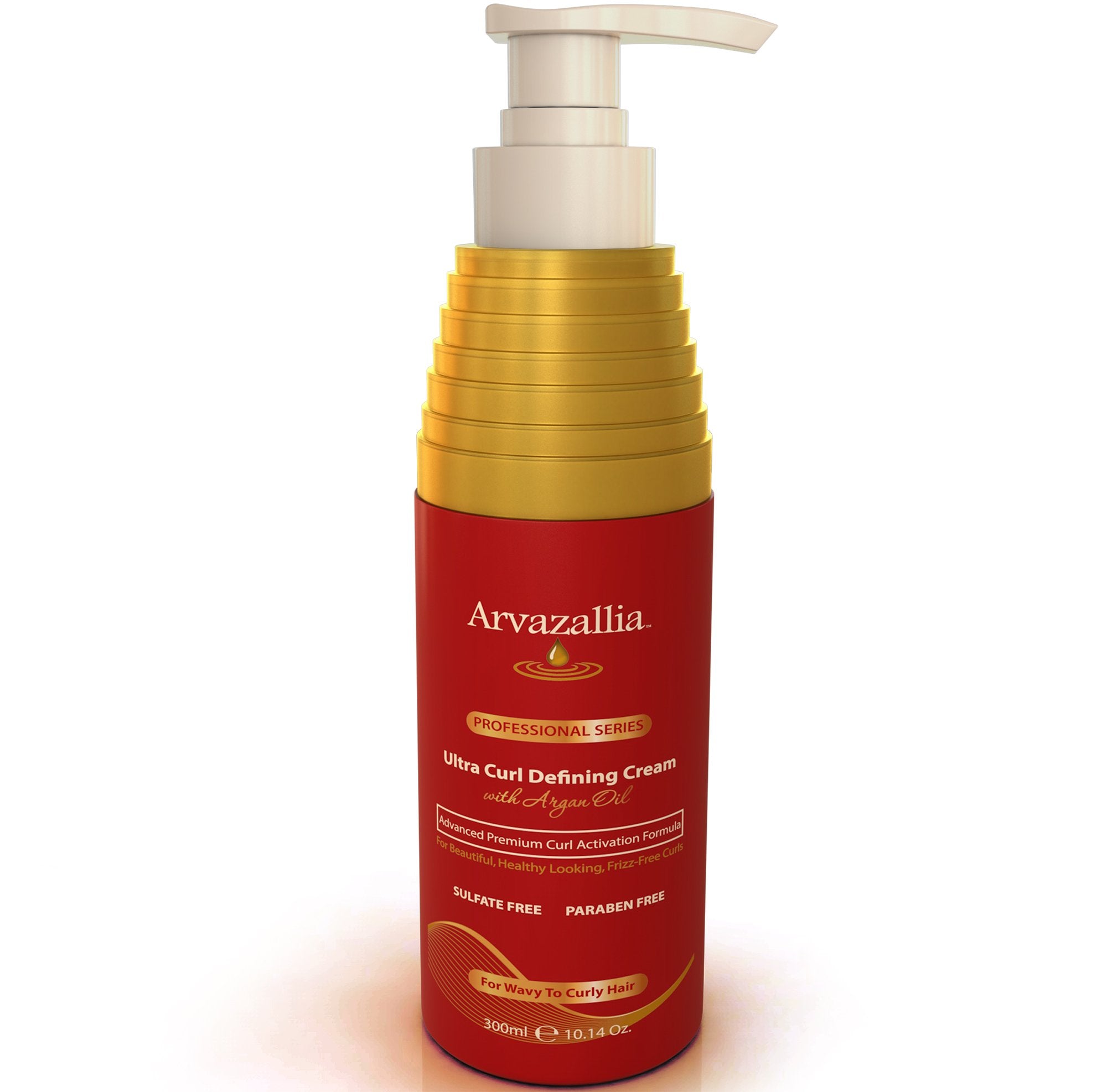 Arvazallia Ultra Curl Defining Cream bottle showing defined waves and natural hold.