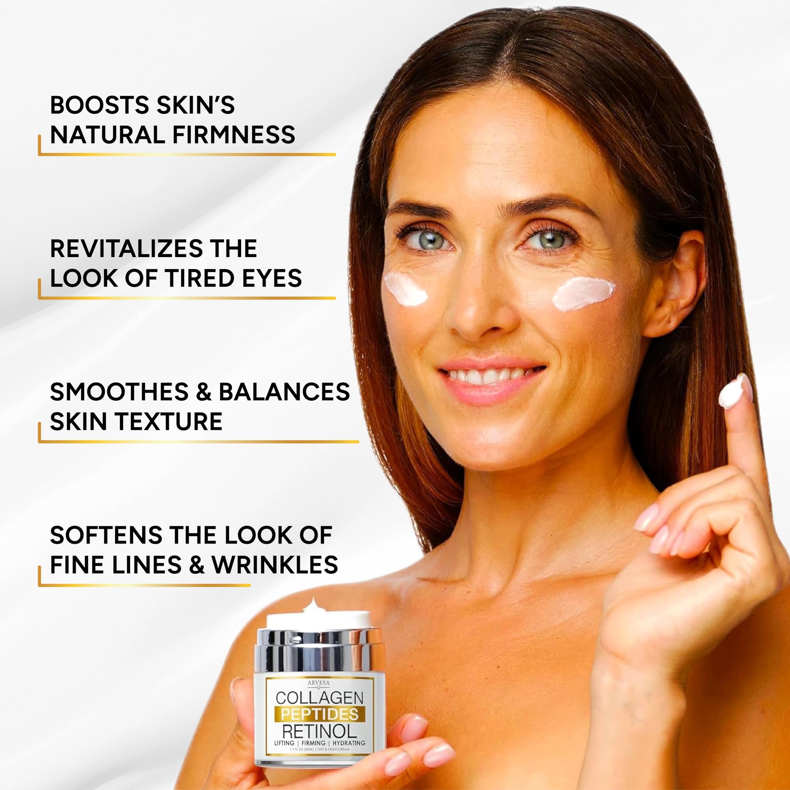 Arvesa hyaluronique hydrate le visage jour et nuit pour peau souple.