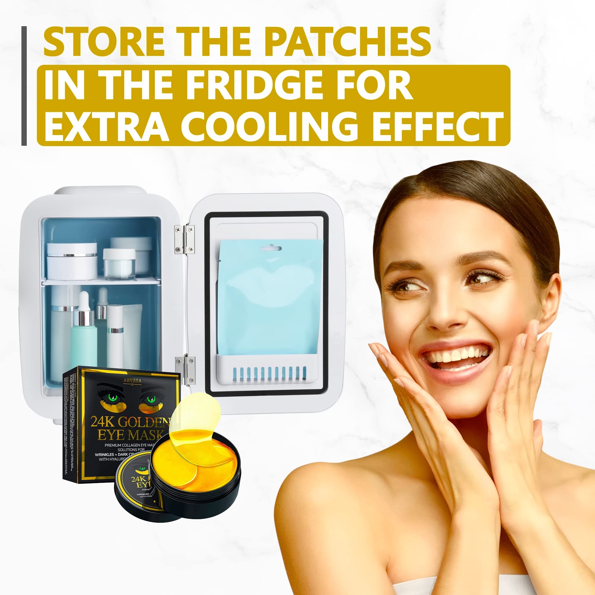 Patchs Arvesa Gel sans parfum pour une hydratation durable autour des yeux.