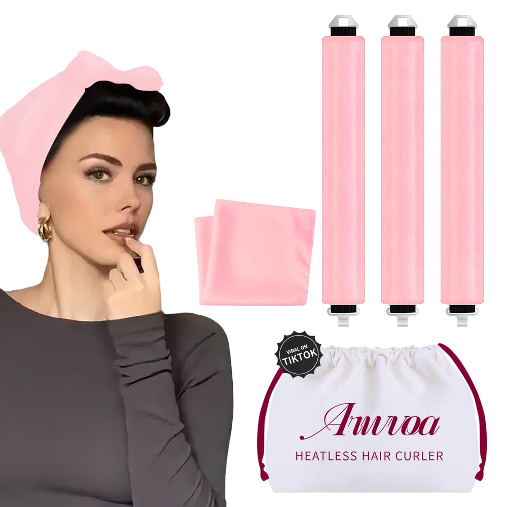 ARWVOA boucles sans chaleur avec tiges roses, résultat naturel.