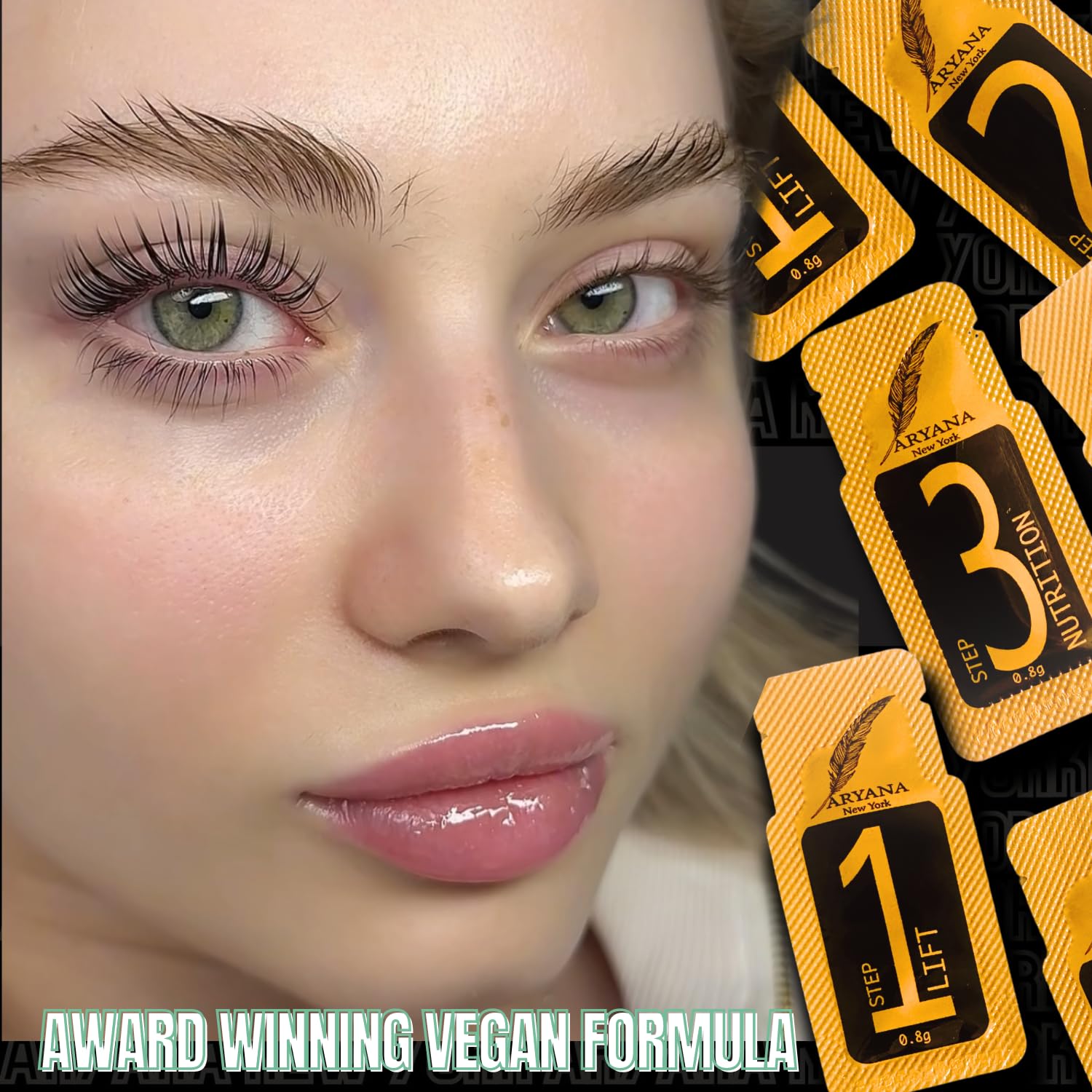 Lotion douce ARYANA NEW YORK pour cils et sourcils, effet durable.