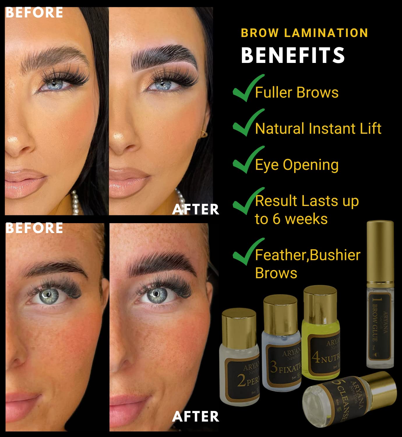 ARYANA NEW YORK outils-lamination-sourcils ensemble complet pour rendu pro à domicile