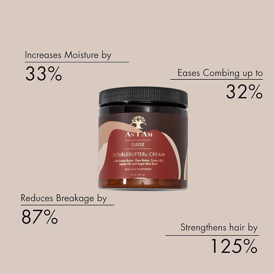 As I Am Double Butter Cream – soin quotidien enrichi Pro-Vitamine B5 pour cheveux