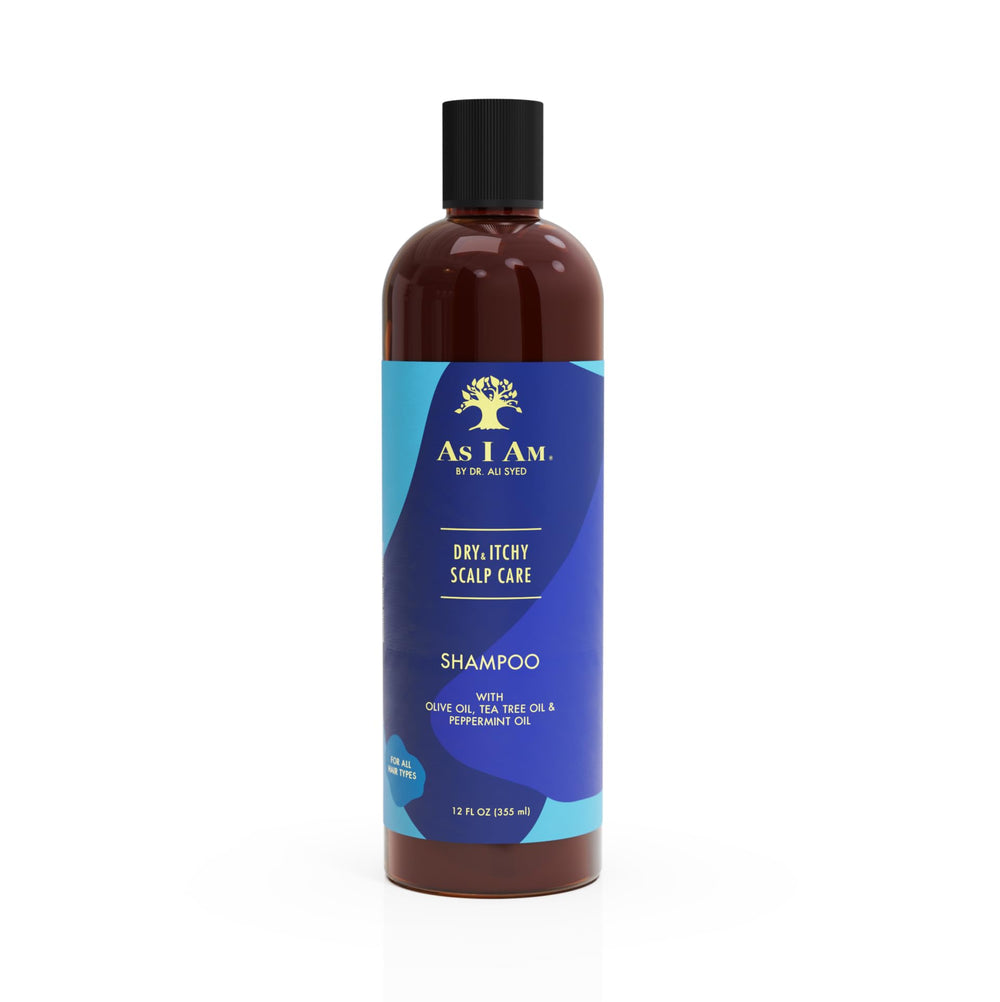 As I Am Shampoing cuir chevelu sec – flacon – apaise et hydrate le cuir chevelu.