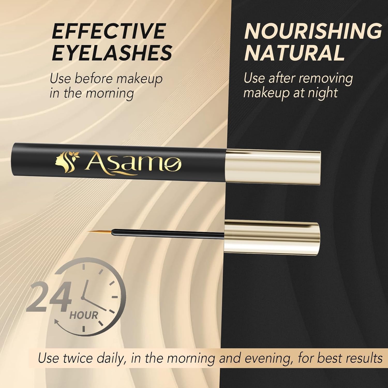 ASAMO Sérum Cils, design luxe, complète votre routine beauté et raffine le regard.