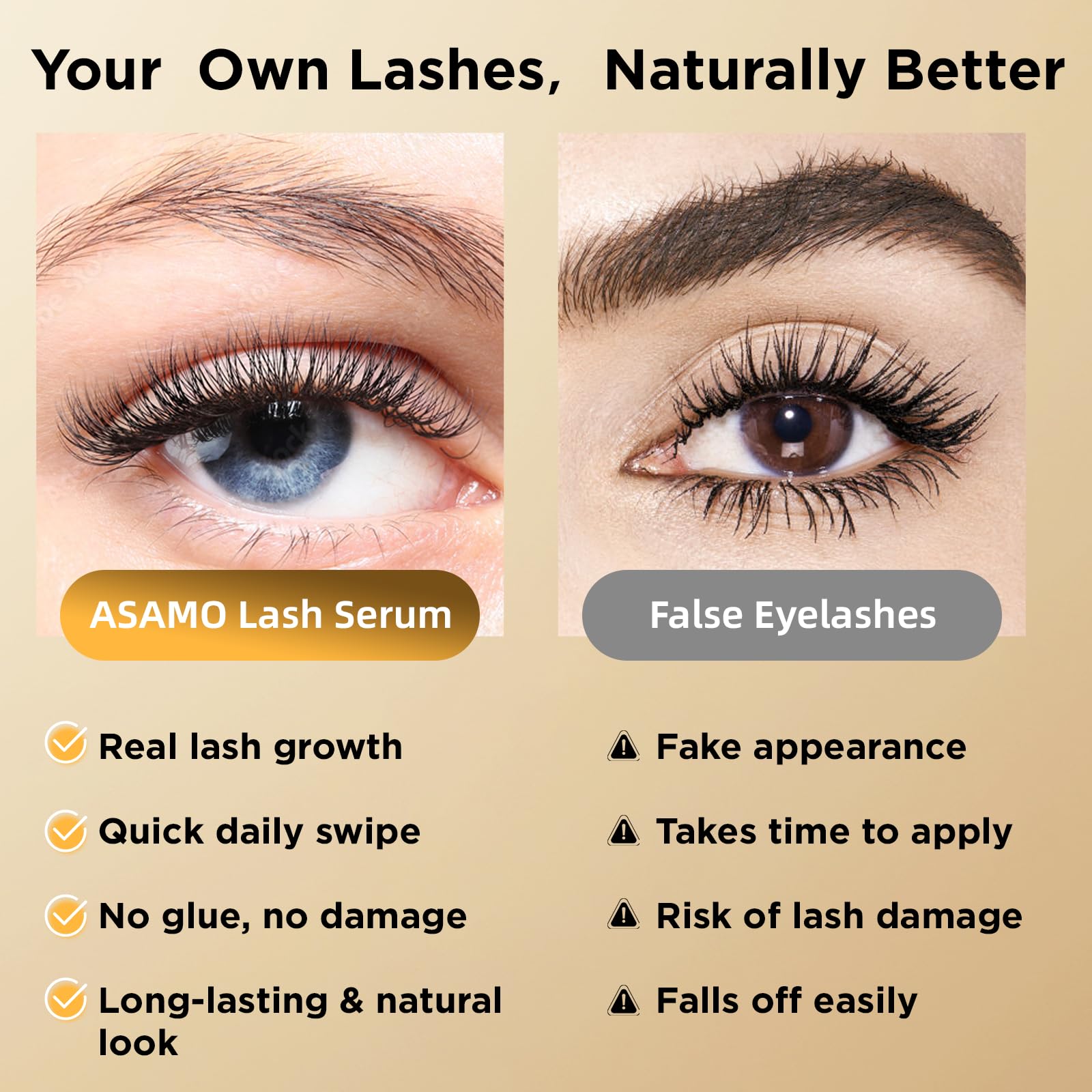 ASAMO Sérum Cils et Sourcils, formule douce adaptée à la zone oculaire.