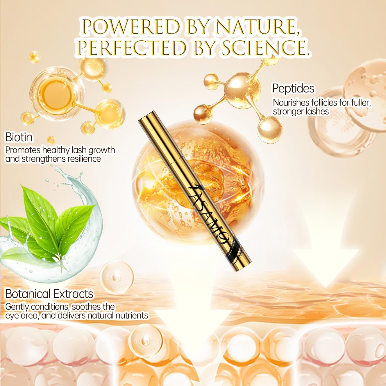 ASAMO Sérum Cils et Sourcils, effet naturel possible sur la pousse.