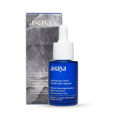 Asaya sérum dépigmentant, bouteille bleue, absorption rapide et teint plus uniforme.