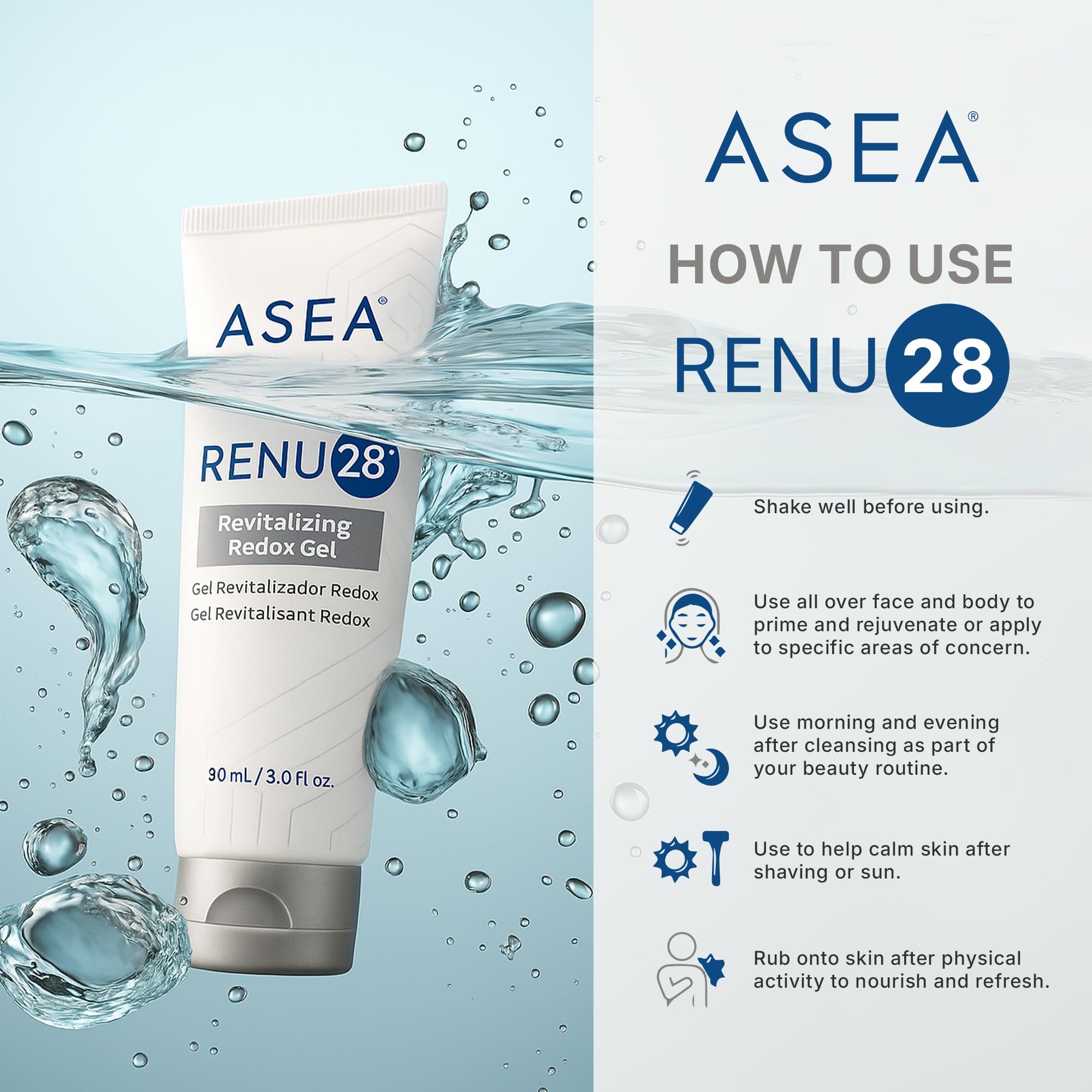 Emballage élégant ASEA RENU28 Gel Redox.