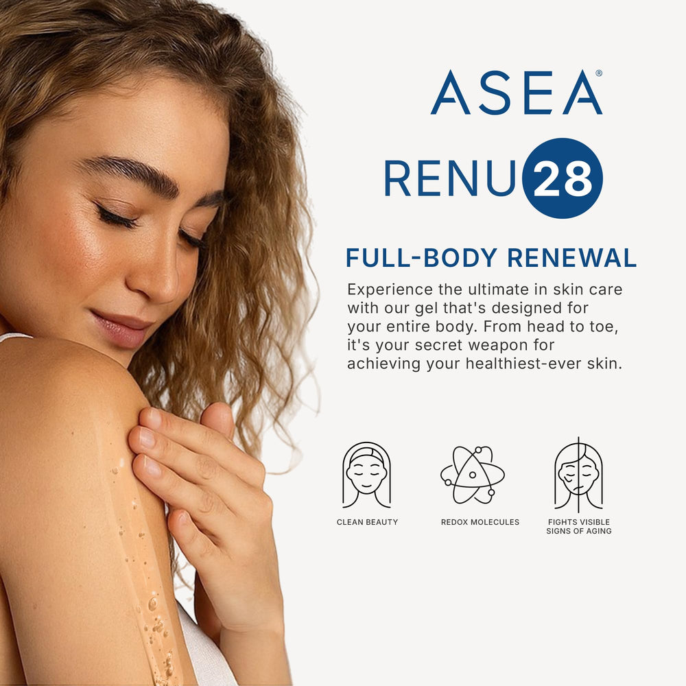 Peau ASEA RENU28 Gel Redox visiblement plus lisse après usage.