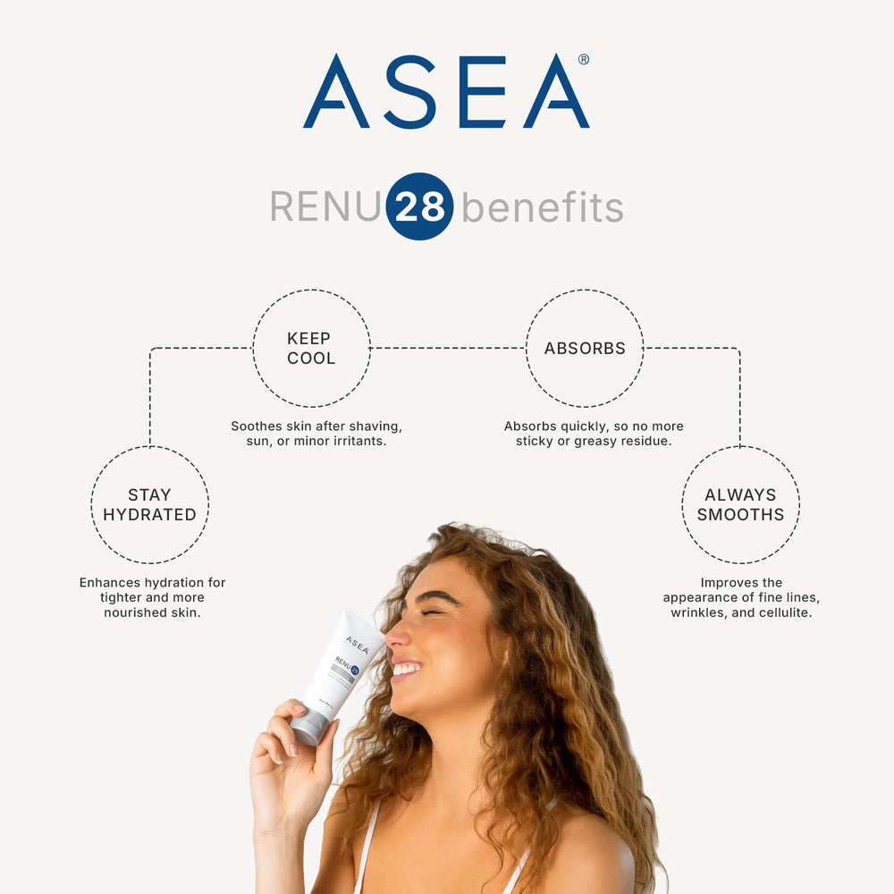 Routine beauté quotidienne visage et corps avec ASEA RENU28 Gel Redox.