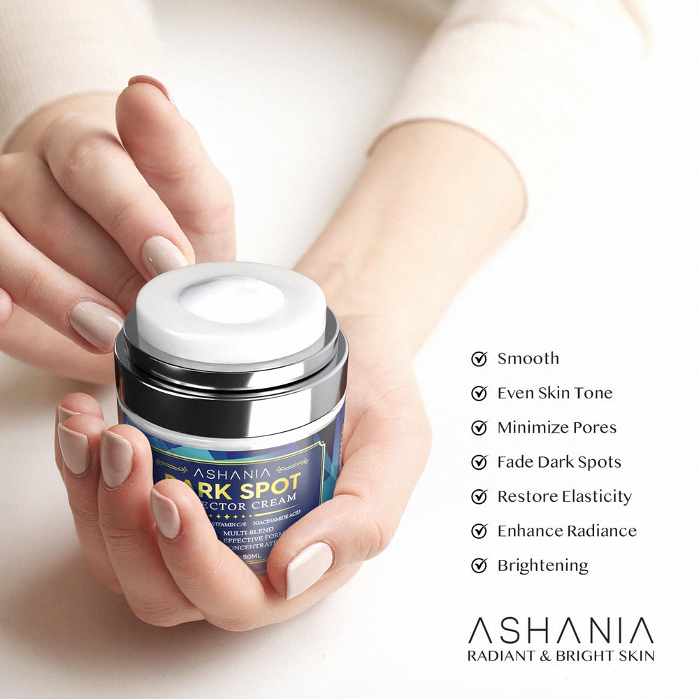 Ashania – ingrédients clés Niacinamide, Hyaluronique et Vitamines C/E, soin nourrissant.