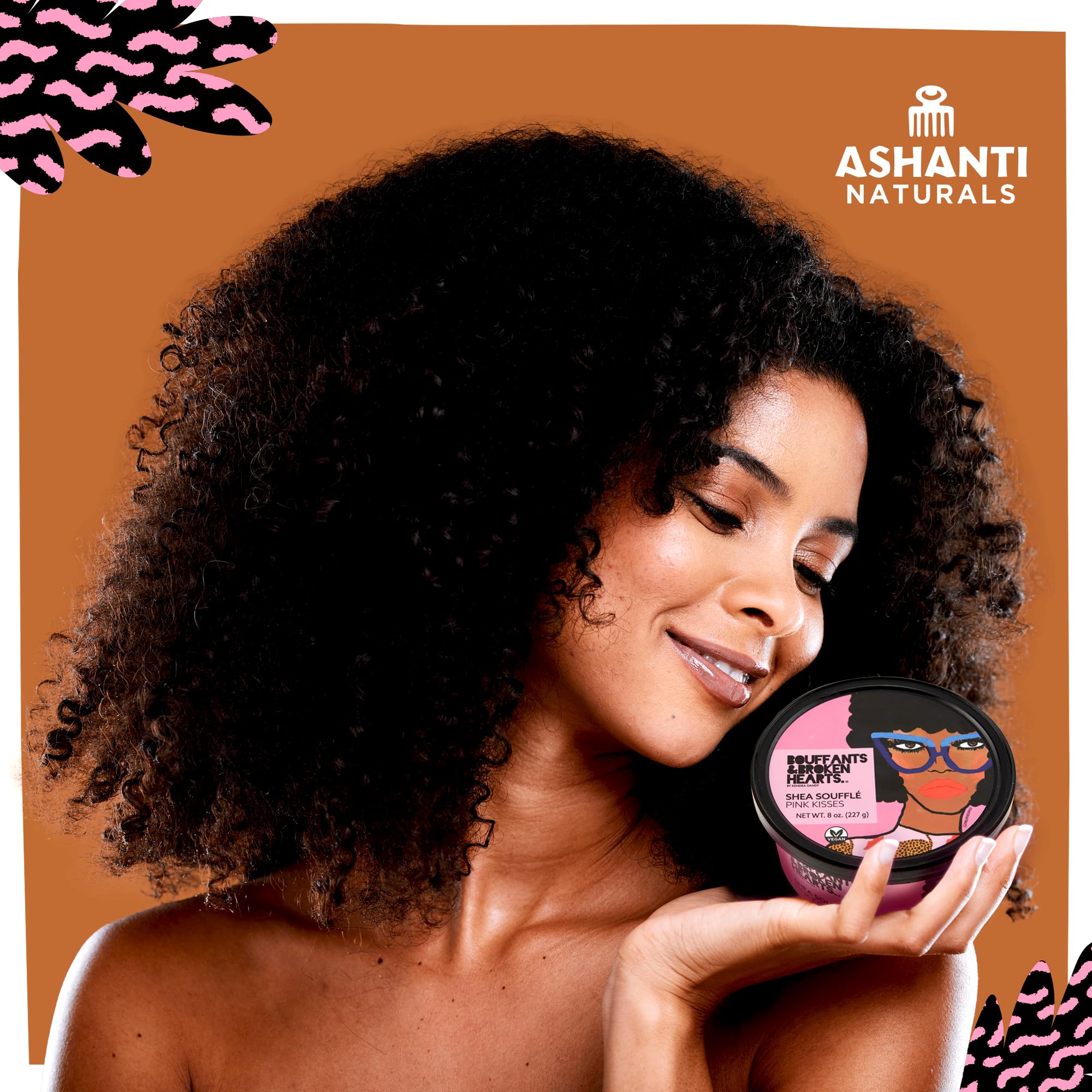 Ashanti Naturals Pink Kisses Soufflé – ingrédients naturels coco et amande pour nourrir.
