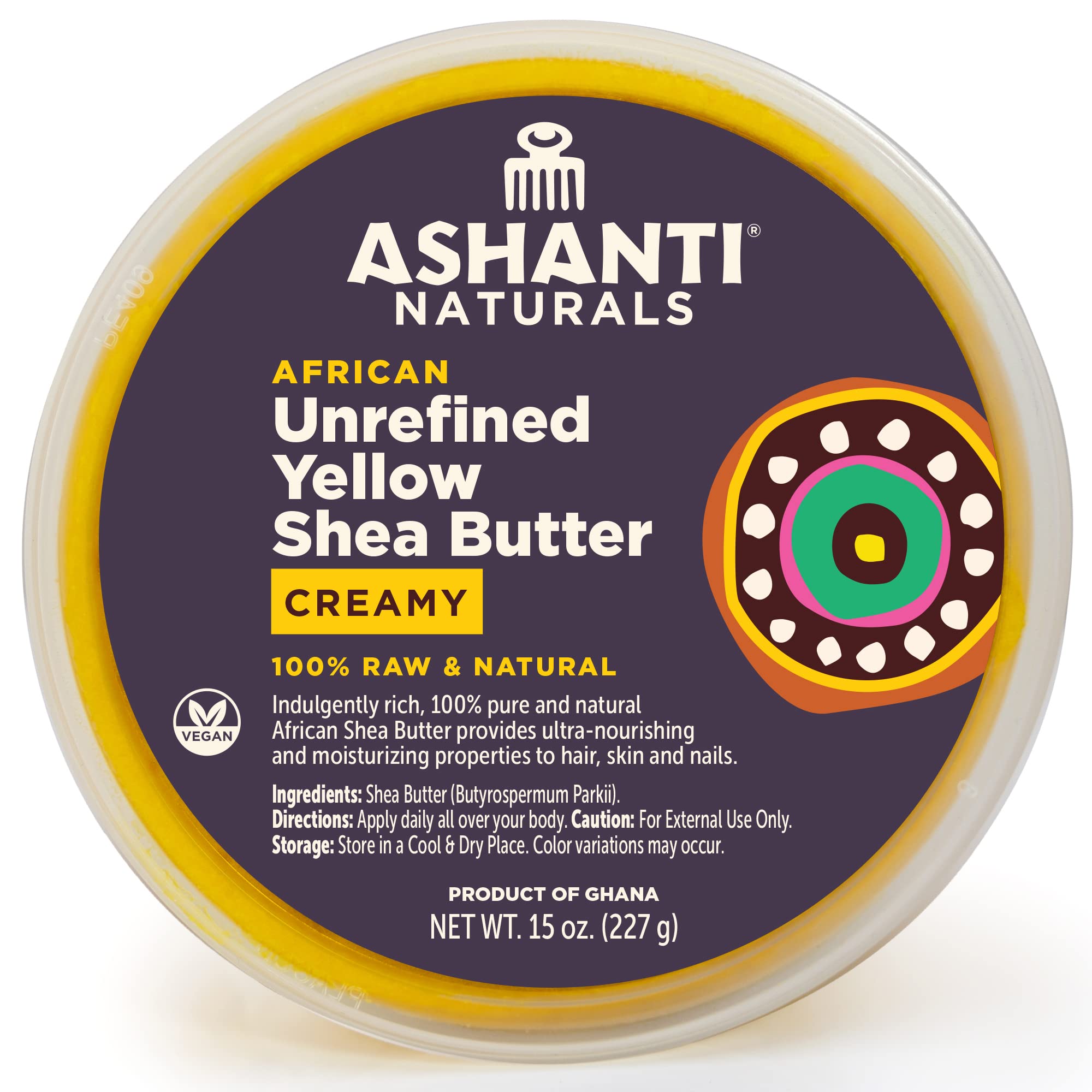 Ashanti Naturals Beurre de Karité Jaune Cru en bouteille, hydratation longue durée.
