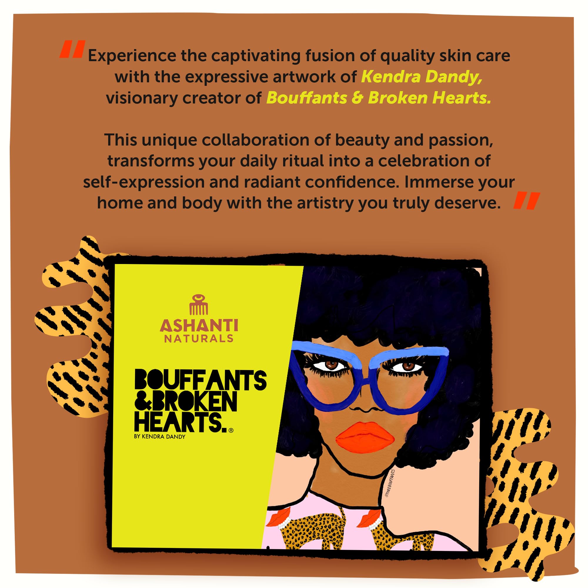Collaboration artistique Ashanti Naturals avec Bouffants et Cœurs Brisés, beauté éthique